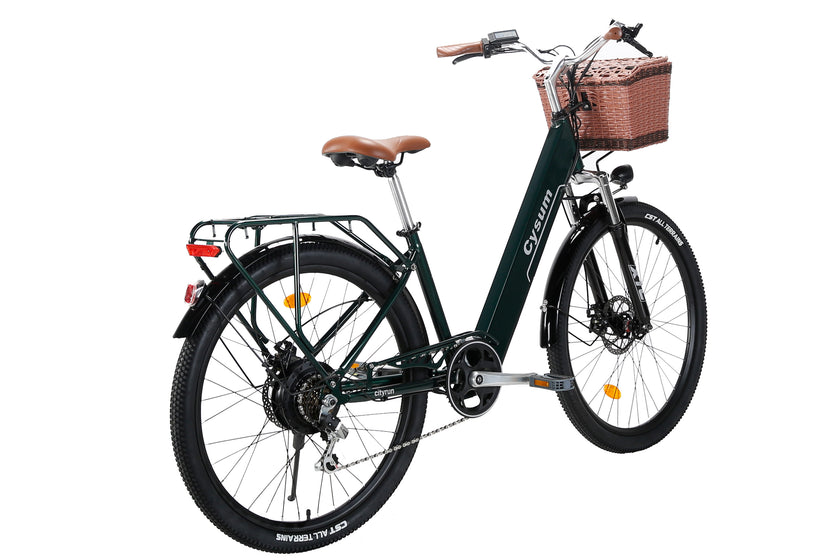Cysum Cityrun Ebike Elektrofahrrad mit Tretunterstützung 26 Zoll Damenfahrrad 36V*10Ah Unisex-Fahrrad mit Korb