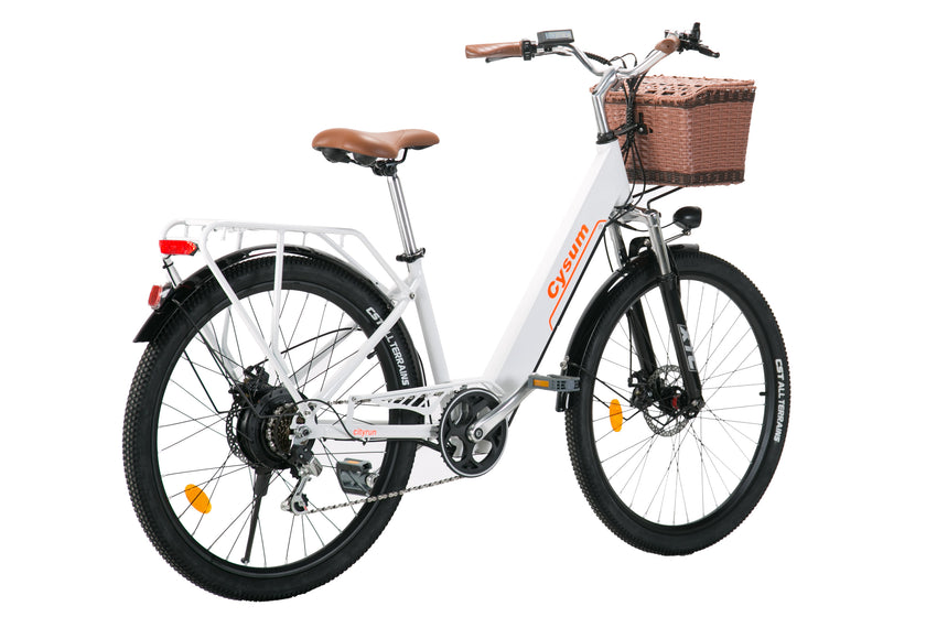 Cysum Cityrun Ebike Elektrofahrrad mit Tretunterstützung 26 Zoll Damenfahrrad 36V*10Ah Unisex-Fahrrad mit Korb