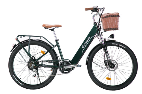 Cysum Cityrun Ebike Electric Bicycle with Pedal Assist 26 Inch Women's Bicycle 36V*10Ah Unisex Bicycle with Basket