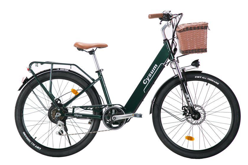 Cysum Cityrun Ebike Elektrofahrrad mit Tretunterstützung 26 Zoll Damenfahrrad 36V*10Ah Unisex-Fahrrad mit Korb