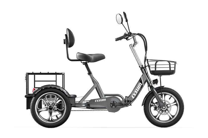 Cysum T1 Pro Elektro-Dreirad - 48V 250W Motor, 48V 22Ah Batterie, 16 x 2,3 Reifen, Gepäckkorb, Unisex-Design für den Pendlerverkehr 120-150km