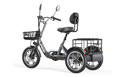 Cysum T1 Pro Elektro-Dreirad - 48V 250W Motor, 48V 22Ah Batterie, 16 x 2,3 Reifen, Gepäckkorb, Unisex-Design für den Pendlerverkehr 120-150km