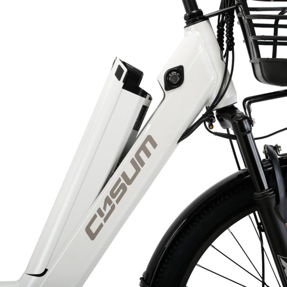 CYSUM X-City E-Bike Damen – 26 Zoll City-Elektrofahrrad mit Tiefeinsteig, 250W Motor & Shimano 7-Gang