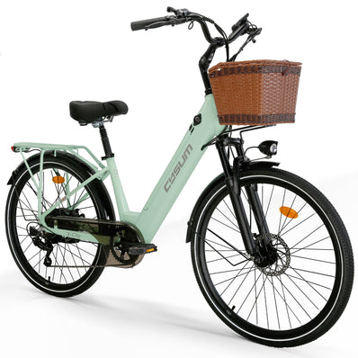 CYSUM X-City E-Bike Damen – 26 Zoll City-Elektrofahrrad mit Tiefeinsteig, 250W Motor & Shimano 7-Gang