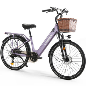CYSUM X-City E-Bike Damen – 26 Zoll City-Elektrofahrrad mit Tiefeinsteig, 250W Motor & Shimano 7-Gang