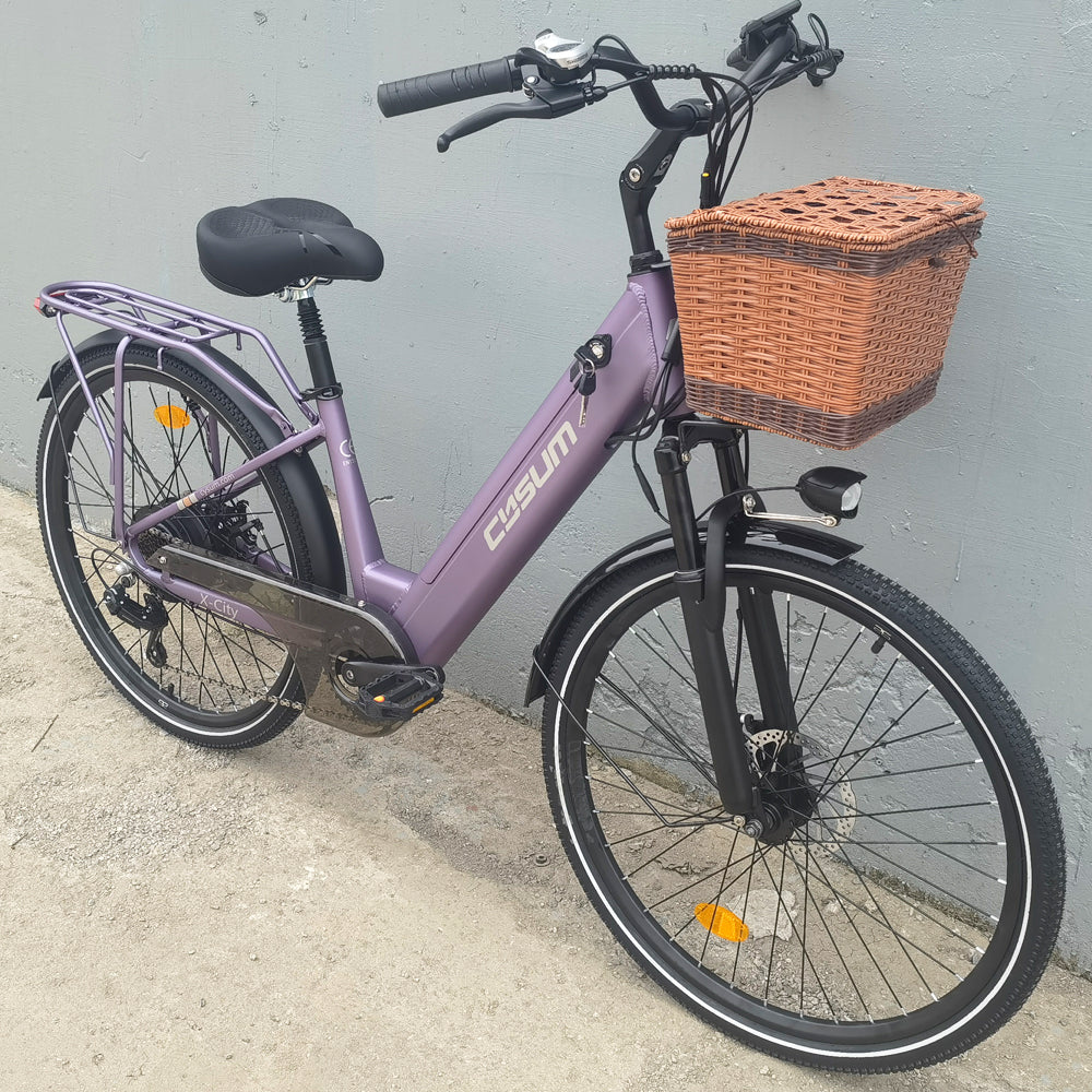 CYSUM X-City E-Bike Damen – 26 Zoll City-Elektrofahrrad mit Tiefeinsteig, 250W Motor & Shimano 7-Gang
