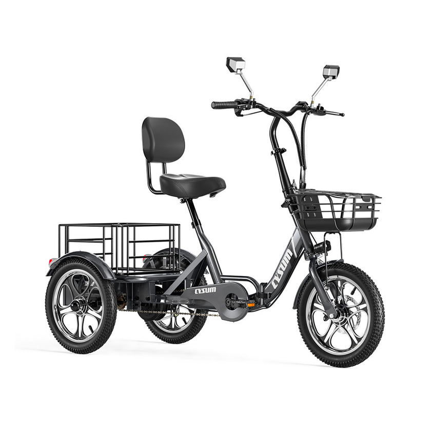 Cysum T1 Pro Elektro-Dreirad - 48V 250W Motor, 48V 22Ah Batterie, 16 x 2,3 Reifen, Gepäckkorb, Unisex-Design für den Pendlerverkehr 120-150km