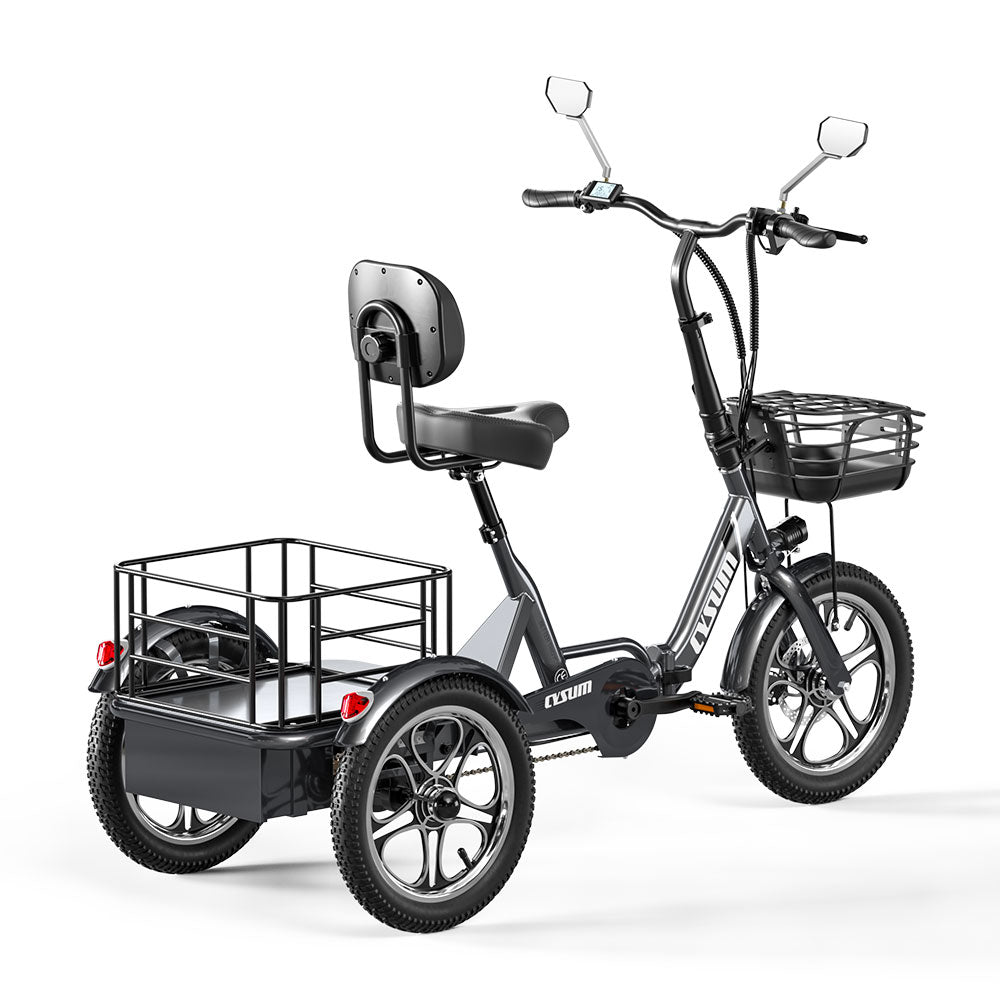 Cysum T1 Pro Elektro-Dreirad - 48V 250W Motor, 48V 22Ah Batterie, 16 x 2,3 Reifen, Gepäckkorb, Unisex-Design für den Pendlerverkehr 120-150km