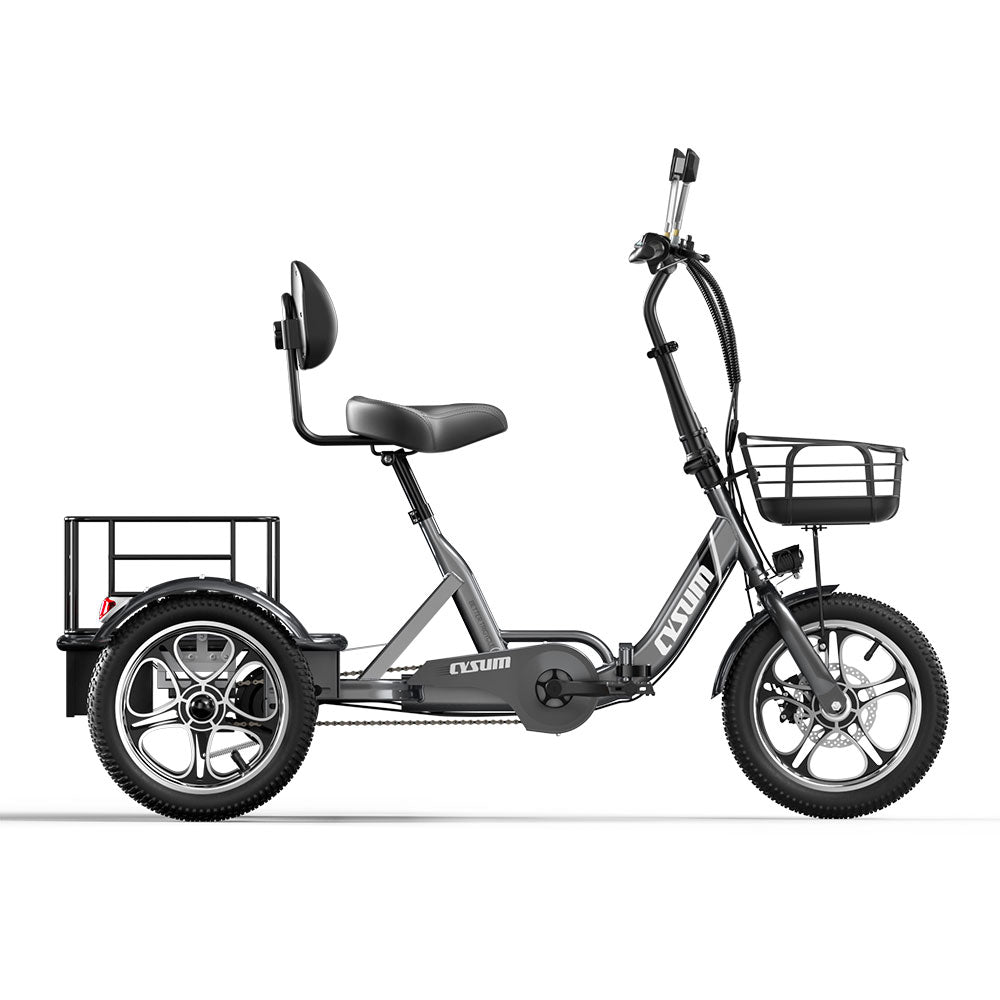 Cysum T1 Pro Elektro-Dreirad - 48V 250W Motor, 48V 22Ah Batterie, 16 x 2,3 Reifen, Gepäckkorb, Unisex-Design für den Pendlerverkehr 120-150km