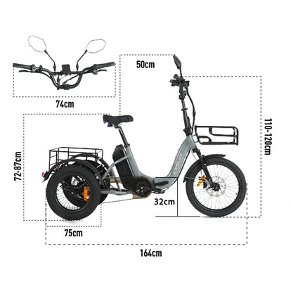 CYSUM AG1 Pro Elektro-Dreirad – 90N.m Lastenrad mit 20Ah Akku, Rückwärtsgang & Hydraulischen Bremsen