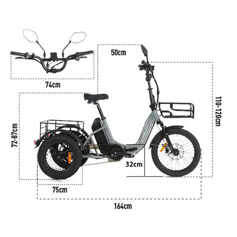 CYSUM AG1 Pro Elektro-Dreirad – 90N.m Lastenrad mit 20Ah Akku, Rückwärtsgang & Hydraulischen Bremsen
