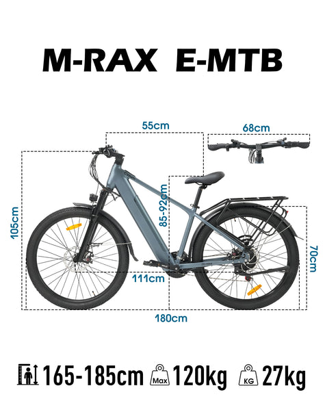 CYSUM M-Rax Hardtail E-Mountainbike | 27,5 Zoll All-Terrain E-MTB (48V 13Ah Akku, 250W High-Speed Motor)